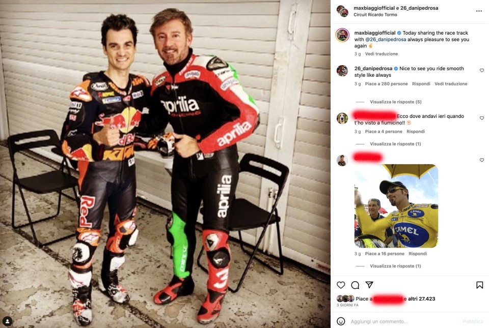 MotoGP: Max Biaggi e Dani Pedrosa in pista assieme a Valencia