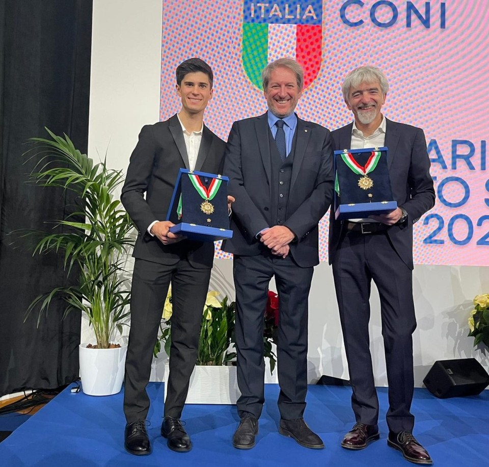 MotoGP: Francesco Bagnaia e Andrea Adamo premiati con il Collare d'Oro del Coni